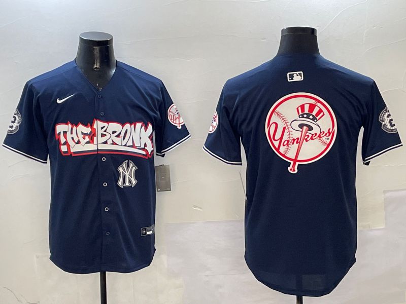 Men New York Yankees Blank Drak Blue four generations Joint Name 2025 Nike MLB Jersey style 30->new york yankees->MLB Jersey